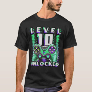 T-shirt Niveau 10 Jeu Vidéo Déverrouillé 10E Jeu Anniversa