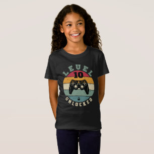 T-Shirt Niveau 10e Gamer déverrouillé cadeau d'anniversair