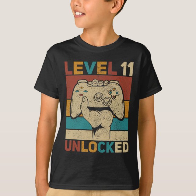T-shirt Niveau 11 Déverrouillé 11 ans tenue Anniversaire g (Devant)