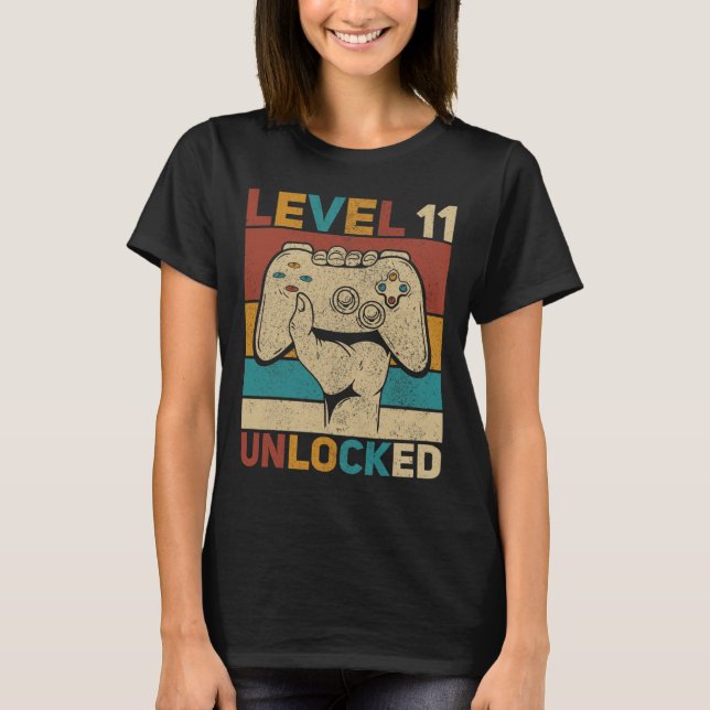 T-shirt Niveau 11 Déverrouillé 11 ans tenue Anniversaire g (Devant)