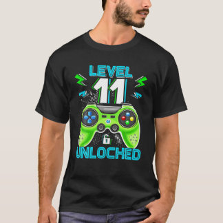 T-shirt Niveau 11 Déverrouillé Anniversaire Enfants 11E Je