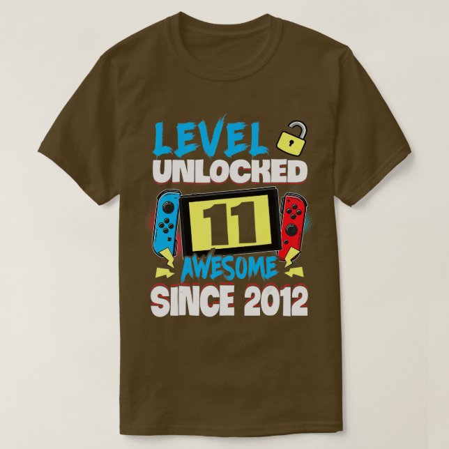 T-shirt Niveau 11 Déverrouillé Awesome 2012 jeu vidéo 11th (Design devant)