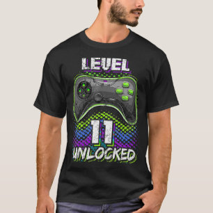 T-shirt Niveau 11 Déverrouillé Jeu vidéo 11e Anniversaire