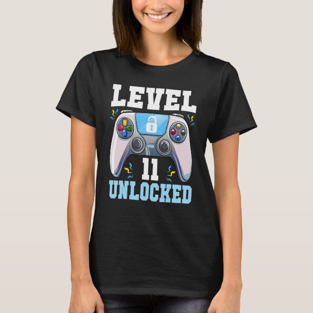 T-shirt Niveau 11 Jeu vidéo déverrouillé 11e Anniversaire  (Devant)