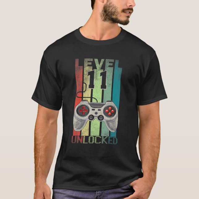T-shirt Niveau 11 Joueur vidéo déverrouillé 11e anniversai (Devant)