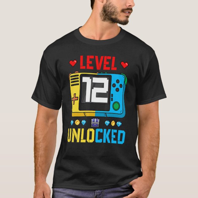 T-shirt Niveau 12 Déverrouillé 12ème Anniversaire Jeu Awes (Devant)