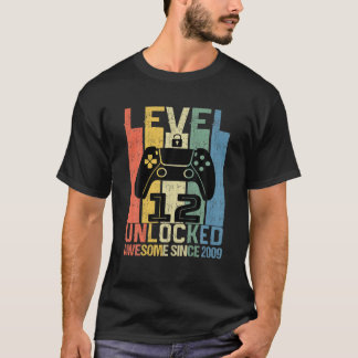 T-shirt Niveau 12 Déverrouillé Joueur d'anniversaire Aweso