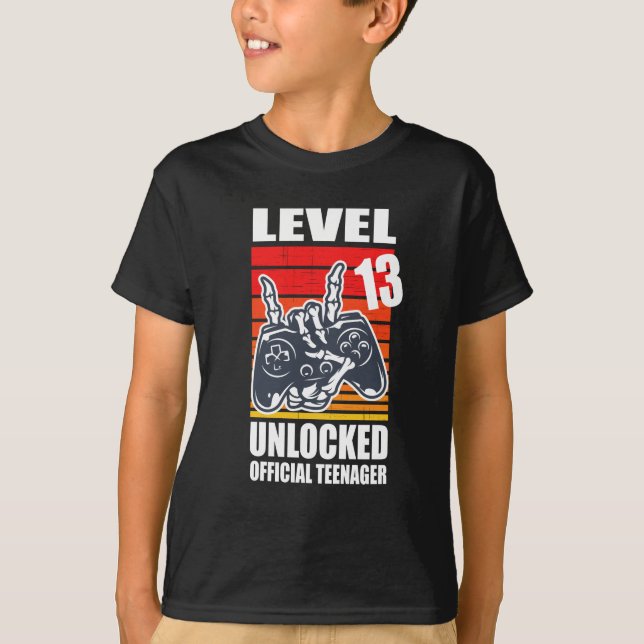 T-shirt Niveau 13 Adolescent officiel déverrouillé (Devant)