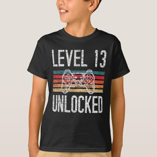 T-shirt Niveau 13 Déverrouillé 13e anniversaire (Devant)