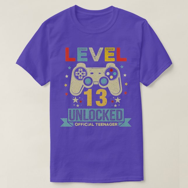 T-shirt Niveau 13 Déverrouillé 13e cadeau d'anniversaire v (Design devant)