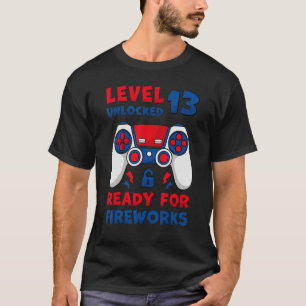 T-shirt Niveau 13 Déverrouillé 13ème anniversaire Jeu 4 ju