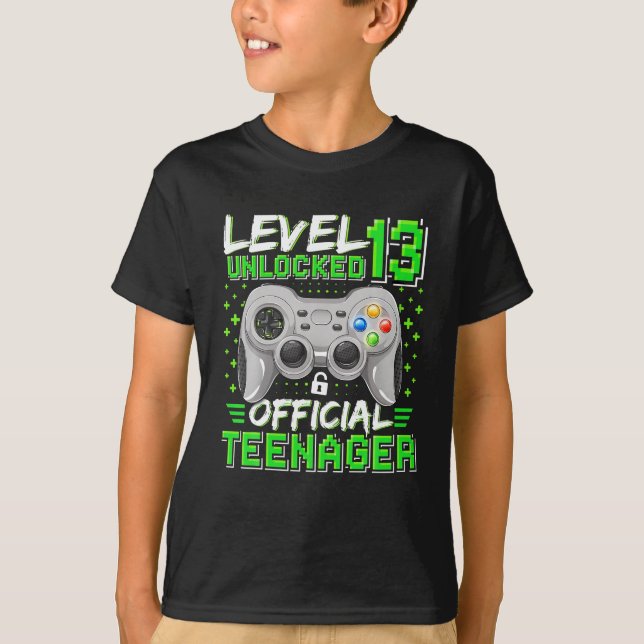 T-shirt Niveau 13 Déverrouillé Adolescent officiel 13e ann (Devant)