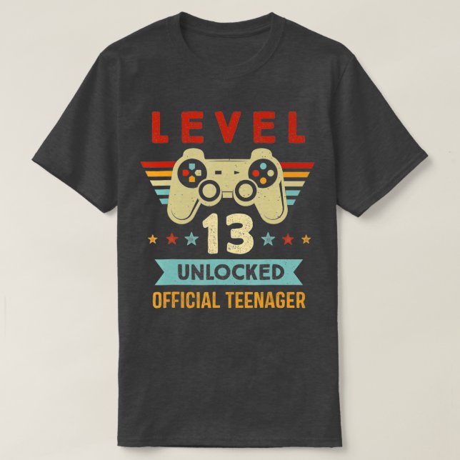 T-shirt Niveau 13 Déverrouillé Adolescent officiel 13e ann (Design devant)