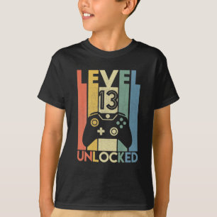 T-shirt Niveau 13 Déverrouillé Funny Video Gamer 13e anniv