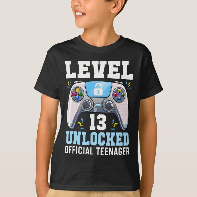 T-shirt Niveau 13 Jeu vidéo déverrouillé 13e Jeu d'anniver (Devant)