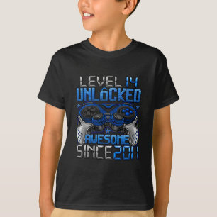 T-shirt Niveau 14 Débloqué Cadeaux Garçons 14 Ans 14e Anni