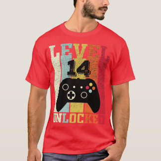 T-shirt Niveau 14 Déverrouillé Vidéo amusante 14e cadeau d