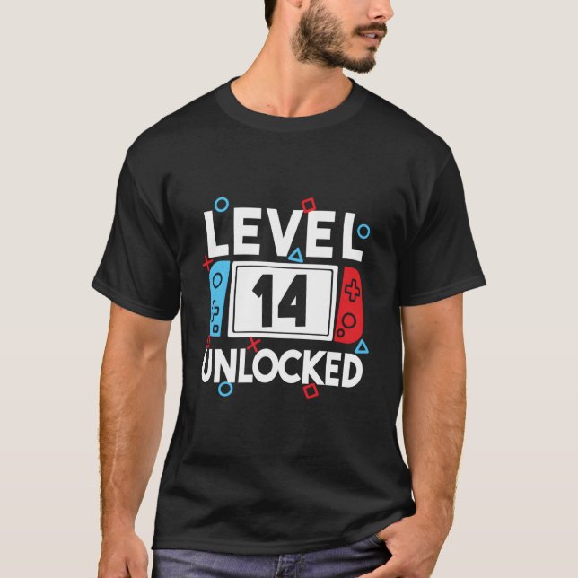 T-shirt Niveau 14 Jeu Vidéo 14E Anniversaire Jeu B (Devant)