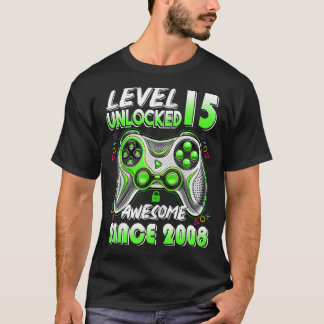 T-shirt Niveau 15 Déverrouillé Awesome 2008 jeu vidéo 15th
