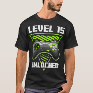 T-shirt Niveau 15 Déverrouillé Retro Video Jeu 15e anniver