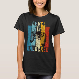 T-shirt Niveau 15 Jeu vidéo déverrouillé 15 ans 15e Bir