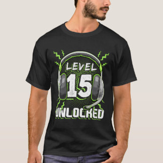 T-shirt Niveau 15 Jeu Vidéo Déverrouillé 15E Jeu Pc