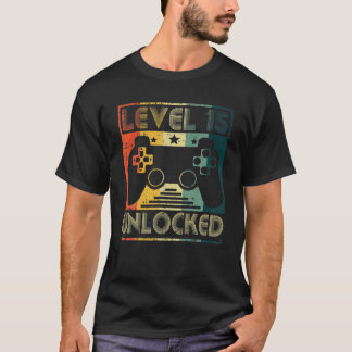 T-shirt Niveau 15 Joueur déverrouillé 15E Anniversaire Vid