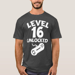 T-shirt Niveau 16 débloqué 16ème anniversaire de jeux