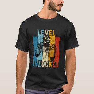 T-shirt Niveau 16 Débloqué Joueur de Vidéo 16 Ans 16e Anni