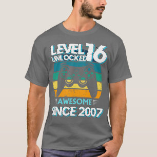 T-shirt Niveau 16 Déverrouillé Awesome 2007 16e Anniversai