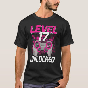 T-shirt Niveau 17 Déverrouillé 17e Anniversaire Jeu 17 Ans