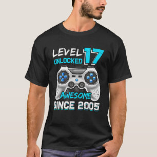 T-shirt Niveau 17 Déverrouillé Awesome 2005 Video Gamer 17