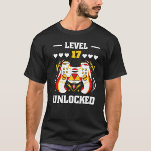 T-shirt Niveau 17 Joueur vidéo déverrouillé 17e anniversai