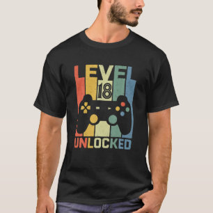 T-shirt Niveau 18 Déverrouillé 18 Ans Vidéo Gamer 18E Bi