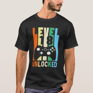 T-shirt Niveau 18 Déverrouillé 18E Jeu Vidéo Anniversaire 