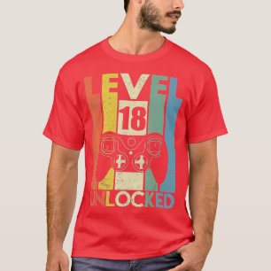 T-shirt Niveau 18 Déverrouillé 18e Vidéo Cadeaux d'anniver