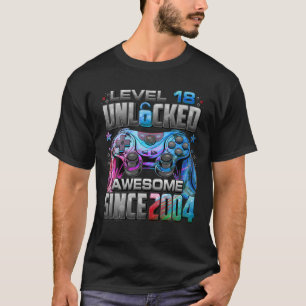 T-shirt Niveau 18 Déverrouillé Étonnant Depuis 2004 18E An