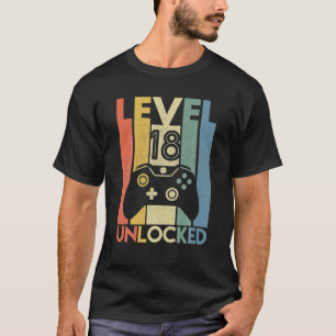 T-shirt Niveau 18 Déverrouillé Funny Video Gamer 18e anniv