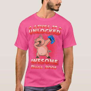 T-shirt Niveau 19 Débloqué Joueurs Nés 2003 Pig Dabbing 19