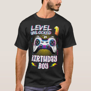 T-shirt Niveau 1 débloqué pour 1 an Gamer 1er anniversaire