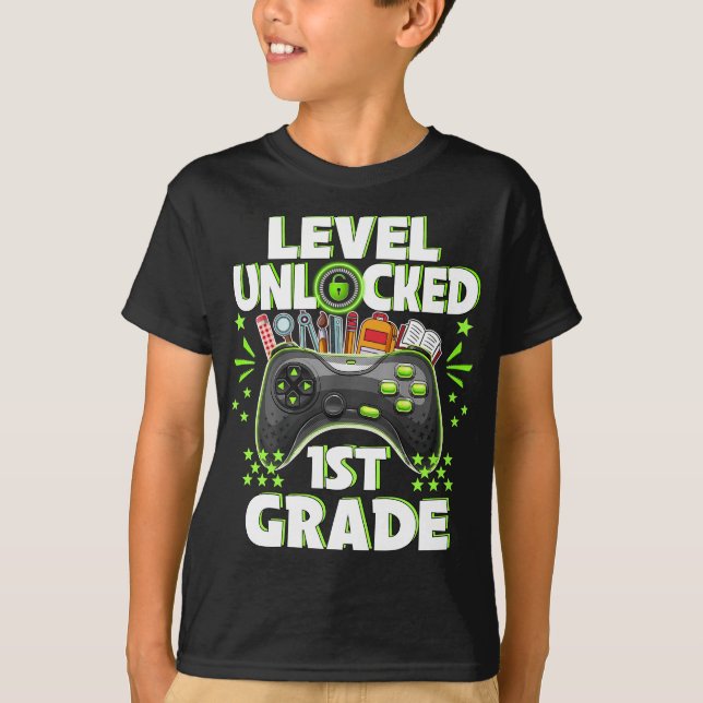 T-shirt Niveau 1er Niveau Déverrouillé Retour À L'École Pr (Devant)