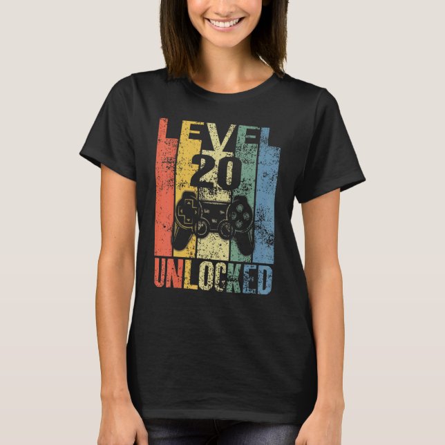 T-shirt Niveau 20 Déverrouillé 20e anniversaire pour les j (Devant)