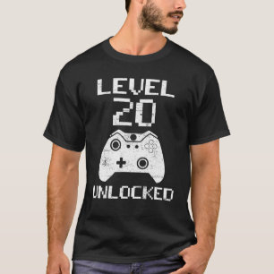 T-shirt Niveau 20 Déverrouillé Funny Video Gamer 20e Anniv