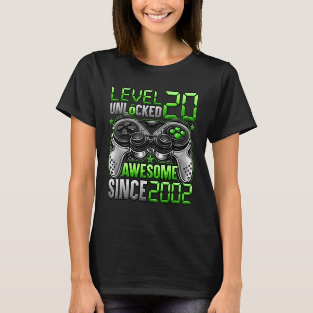 T-shirt Niveau 20 déverrouillé stupéfiant depuis 2002 20e  (Devant)