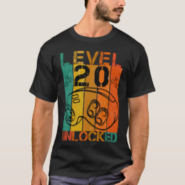 T-SHIRT NIVEAU 20 UNLOCKED FUNNY GAMER GEEK 20E ANNIVERSAI