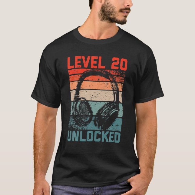 T-shirt Niveau 20 Vidéo Déverrouillée Amateurs 20e anniver (Devant)