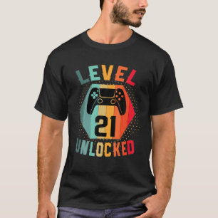 T-shirt Niveau 21 Anniversaire Déverrouillé Jeu Vintage 21