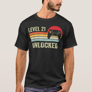 T-shirt Niveau 21 Débloqué 21E Joueur De Jeux Vidéo