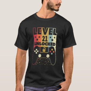 T-shirt Niveau 21 Jeu vidéo déverrouillé 21e anniversaire
