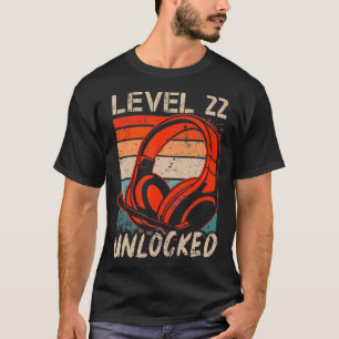 T-shirt Niveau 22 Déverrouillé Amateurs de jeux vidéo 22e